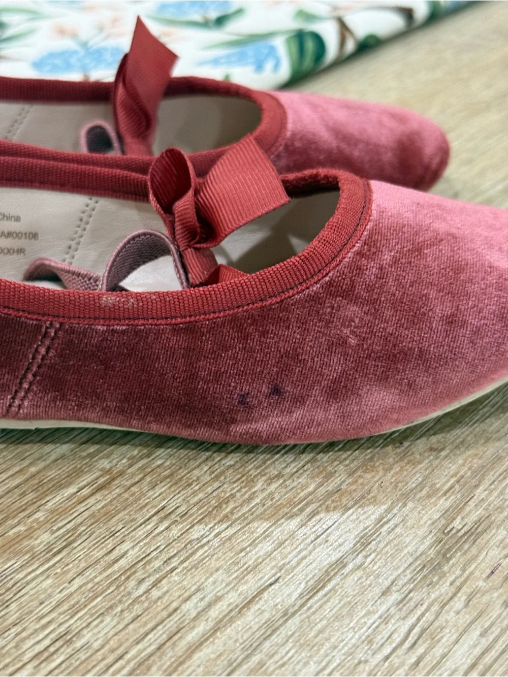 Girls' Noralee Velvet Mary Jane Ballet Flats in Ruby Size 11